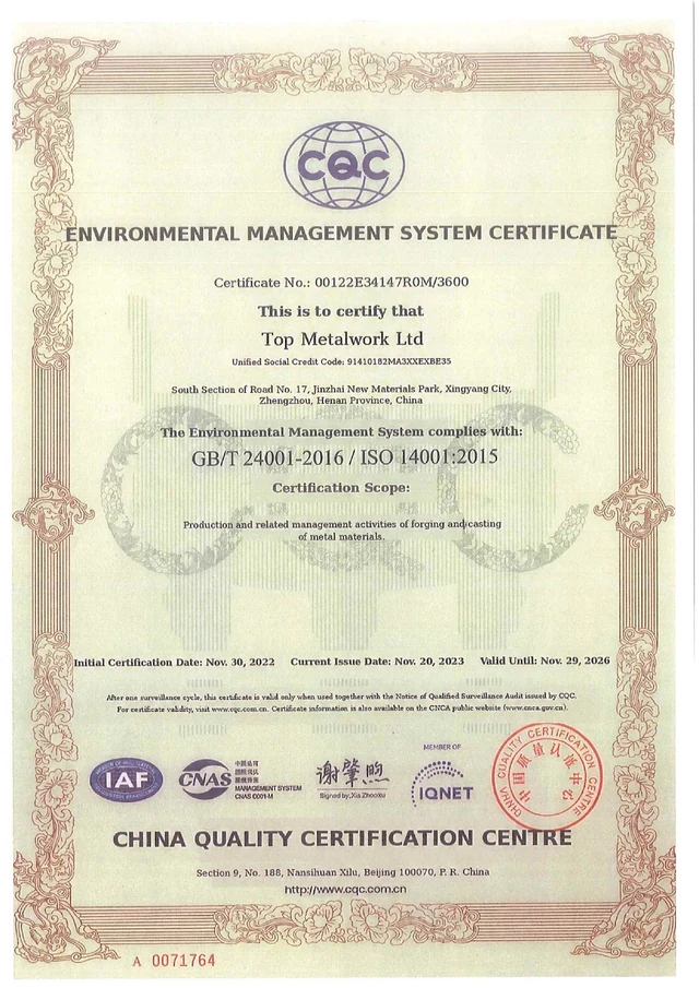 Original certificate: ISO 14001:2015 - Environmental management